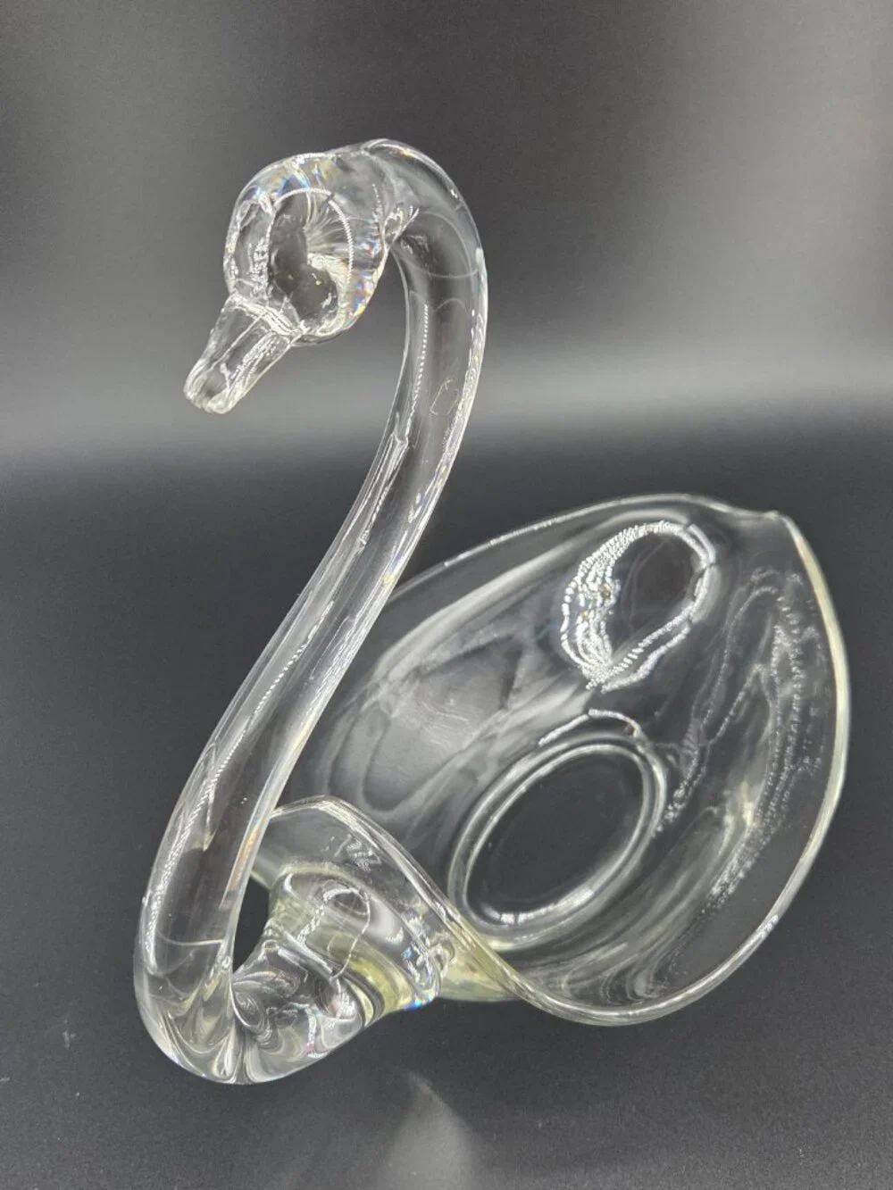Vintage Duncan Miller Glass Swan Bowl 12